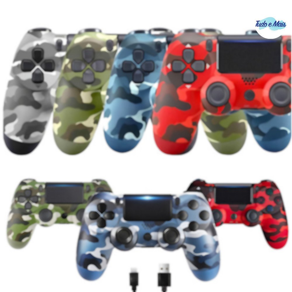 Controle Premium Sem Fio Temático Camuflagem para PS4 com Funções Especiais
