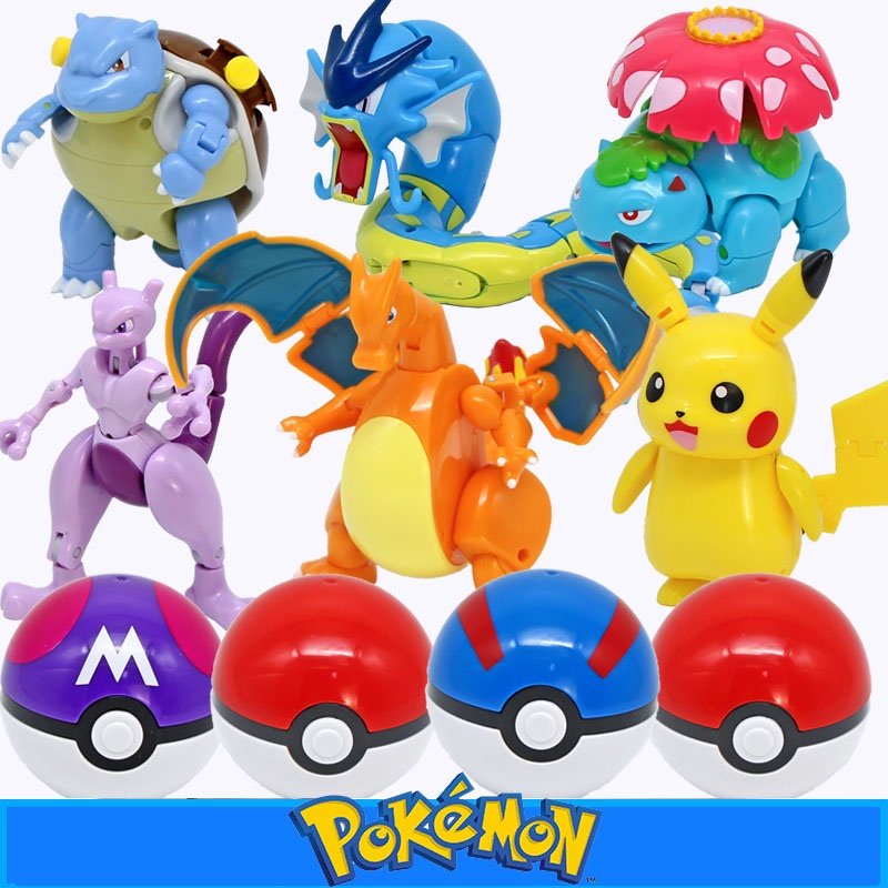 1ps Brinquedos Conjunto De Bolso Genuíno Pokémon Pikachu Monstro Figura De Ação Jogo Pokeball Modelo
