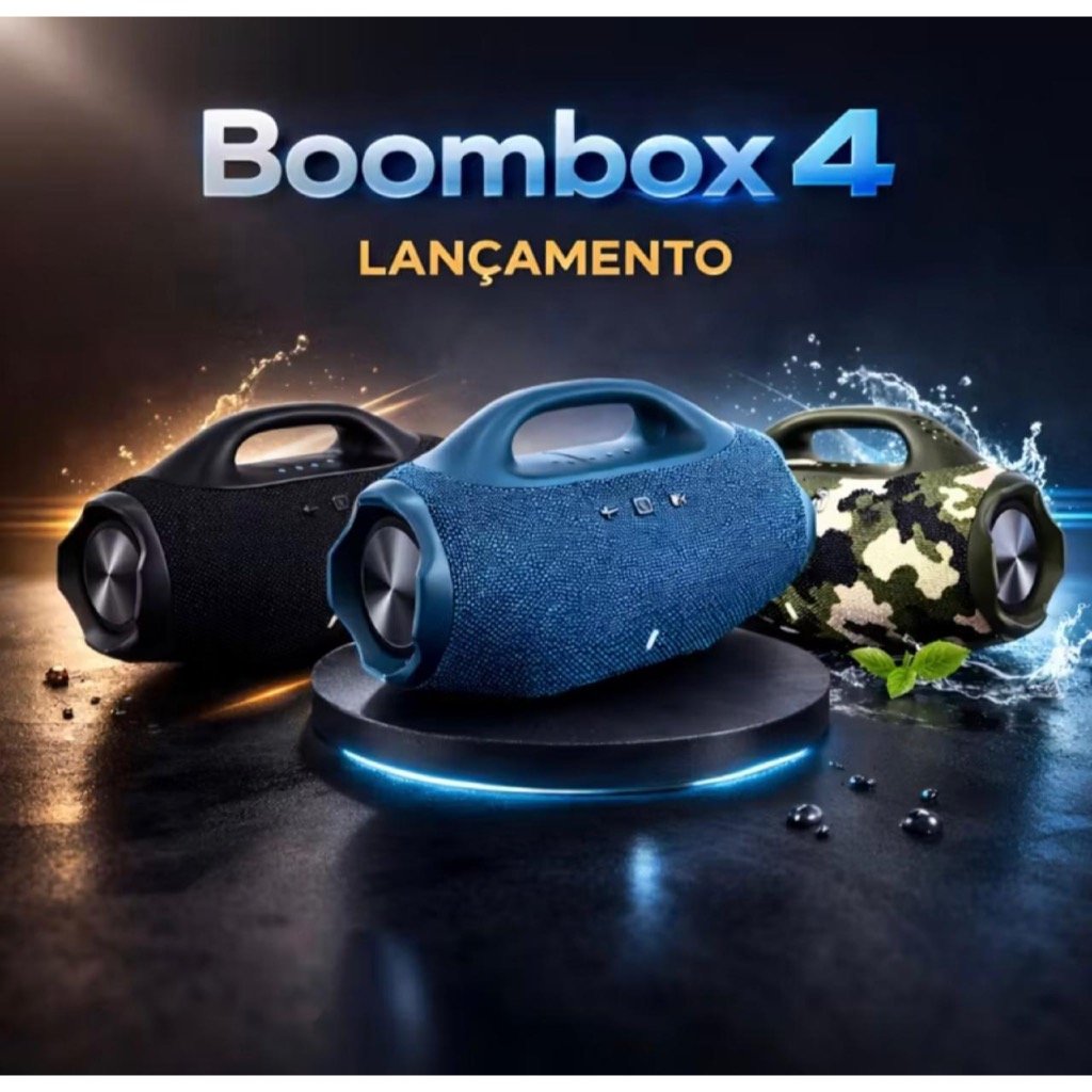 Lançamento Boombox 4 GIGANTE 35CM ou 25cm ALTA POTÊNCIA, bluetooth 14H de Som , pen-drive , SD , Entrada Tipo-c