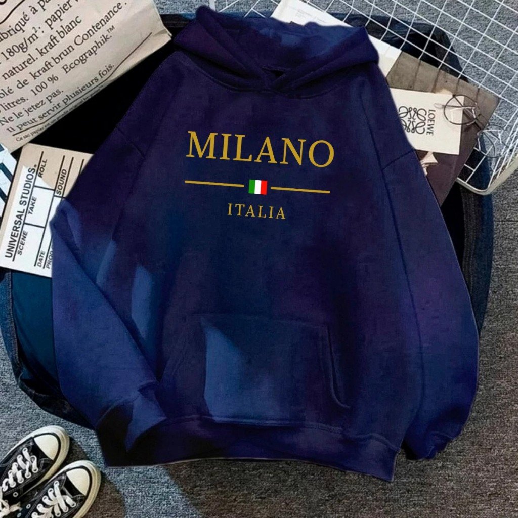 Moletom Canguru Unissex Milano Italia Agasalho Casaco Blusa De Frio Blusão Flanelado